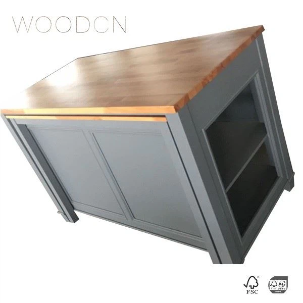 Beech Wood Butcher Block Metal Cabinet Top